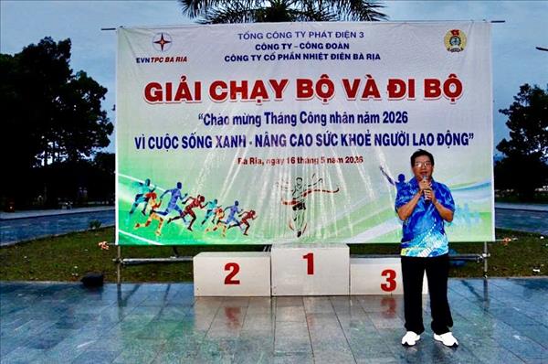 Công ty cổ phần Nhiệt điện Bà Rịa tổ chức thành công  giải chạy bộ hưởng ứng Tháng Công nhân năm 2026